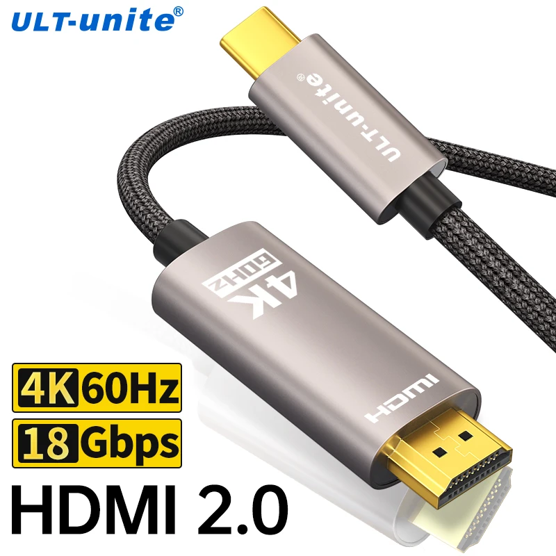 Convertisseur de câble USB Type-C vers HDMI, adaptateur pour MacPlePro Air, iPadPro, Samsung Galaxy, Pixelbook, XPS, TV, 4K, 60Hz UHD