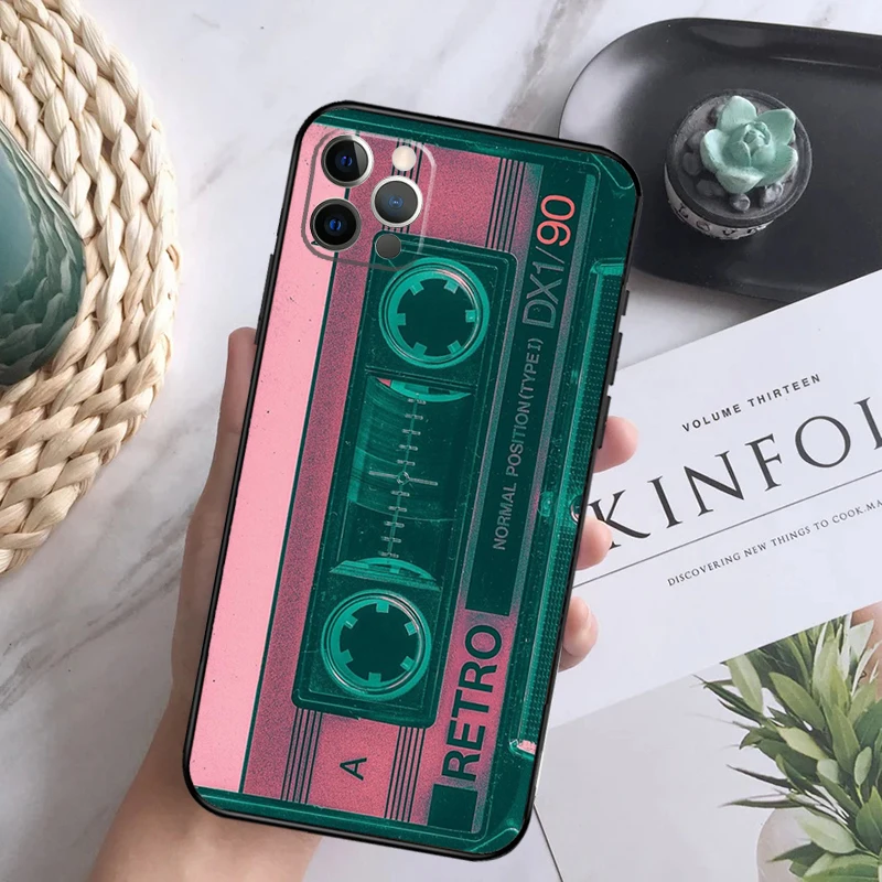 Cassette Tape Phone Case For iPhone 16 Pro 11 12 13 14 15 Pro Max Mini XS X XR 7 8 16 Plus Cover Coque