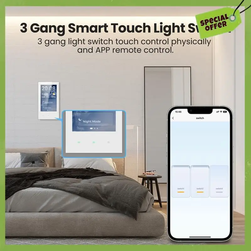 

Leading-Edge-Tuya US Zigbee 3.0 Переключатель сцен Интеллектуальное центральное управление, 4-дюймовый сенсорный встроенный беспроводной концентратор Zigbee, работает для Google Hom