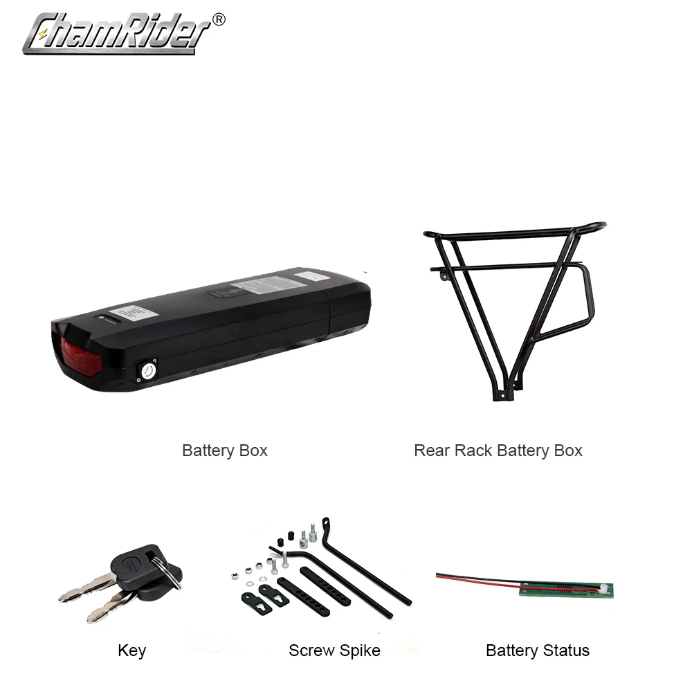 ChamRider-Rear Rack RB-3 Ebike Battery Case,Electric Bike Battery Box,Double Layer,Luggage Rack,Reention, 10S5P,13S4P ,48V,36V