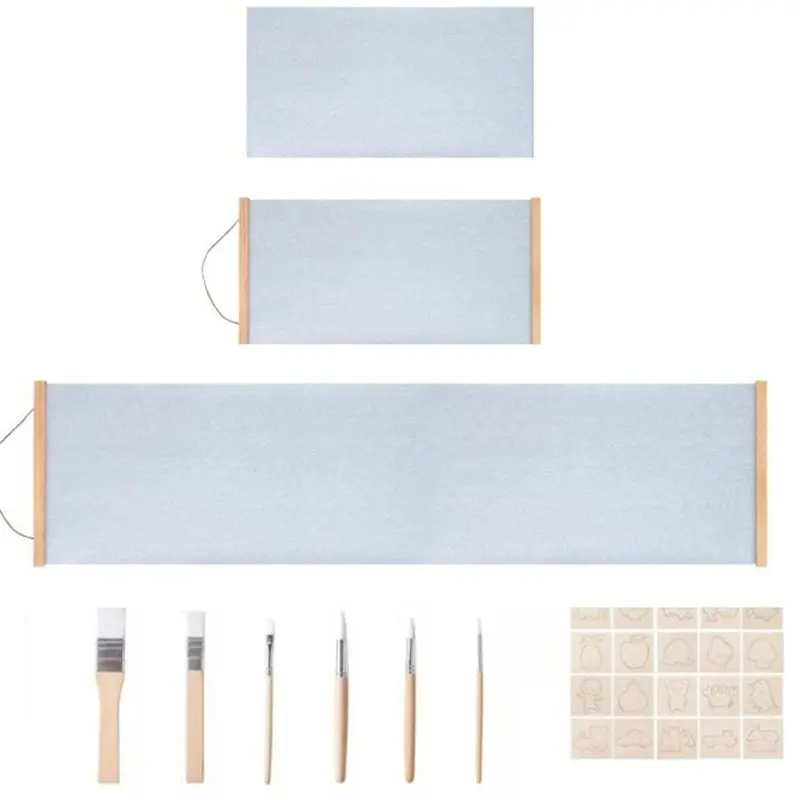 AT82-Water Painting Canvas Set, 3 Magic Water-Based Paintings With Magnetic Frames, 6 Water Pens& Writing Templates