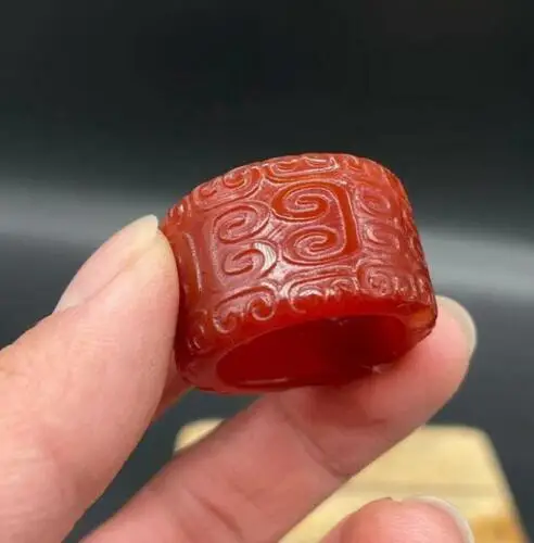 Antique Natural Agate Jewelry Micro Carving Red Agate Chinese Retro Collection