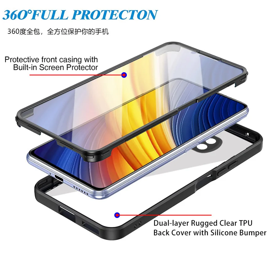 360 Full Coverage Phone Case For Samsung Galaxy A13 A33 A53 A02 A12 A22 A32 A52S A72 5G A21S A20 A30 A51 A71 S Front Back Coque