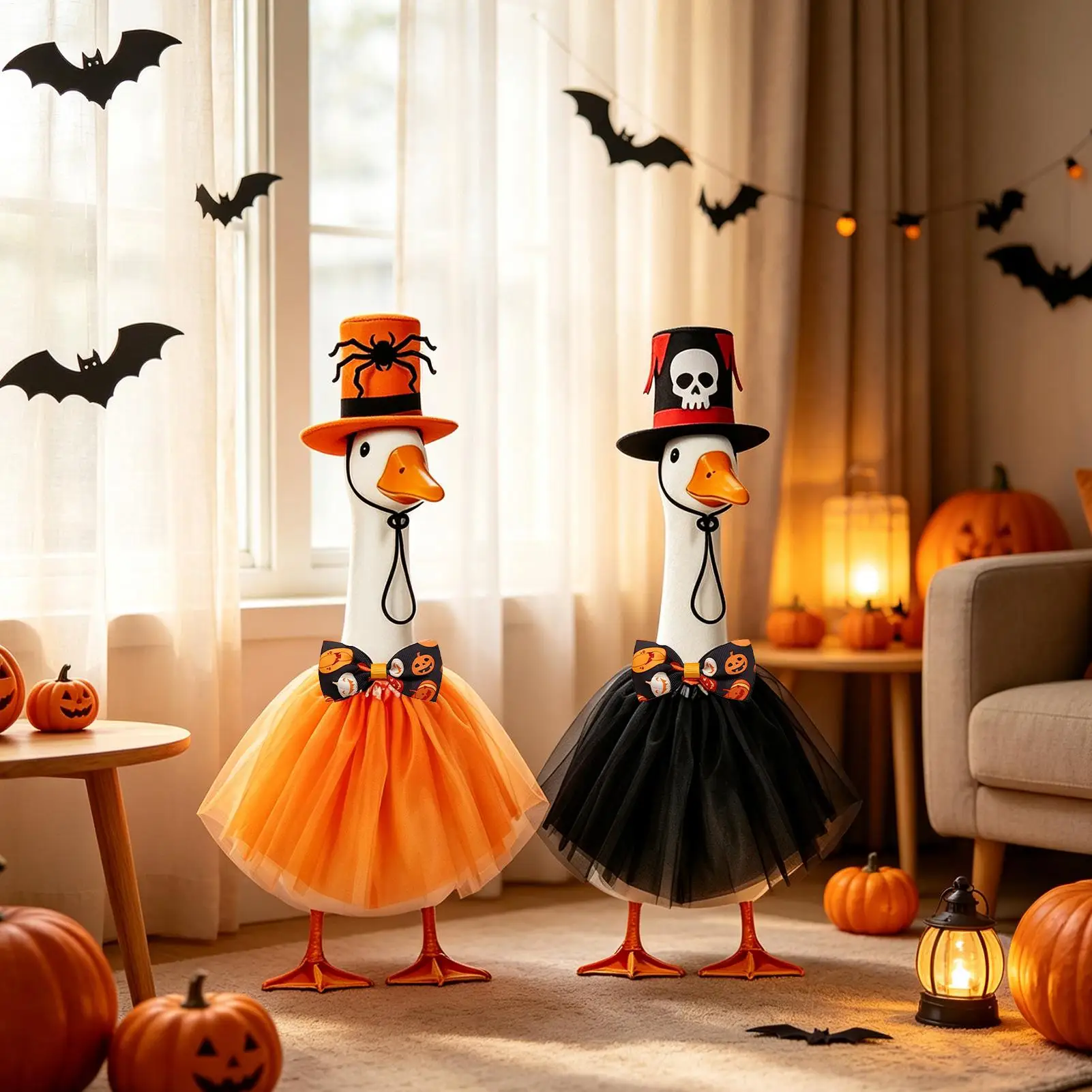 Halloween Goose Outfits Spider Witch Hat Cosplay Decoration Halloween Goose Statue Outfit Set For Patio Lawn Backyard Garden