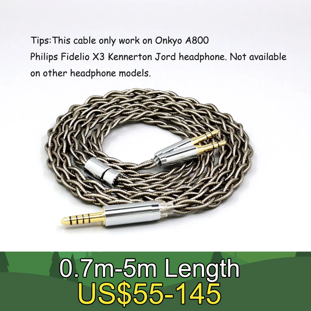 

99% Pure Silver Palladium + Graphene Gold Earphone Cable For Onkyo A800 Philips Fidelio X3 Kennerton Jord LN008691