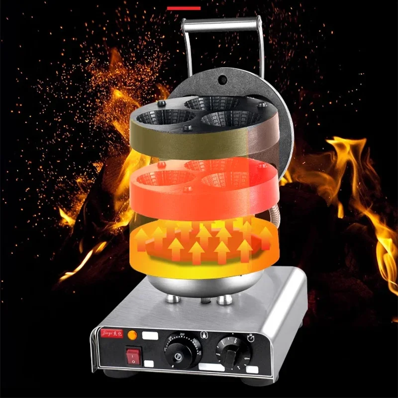Commercial Waffle Maker for Ice Cream Bowls Waffle Maker and Ice Cream Cone Manufacturer 220V 50-300°C
