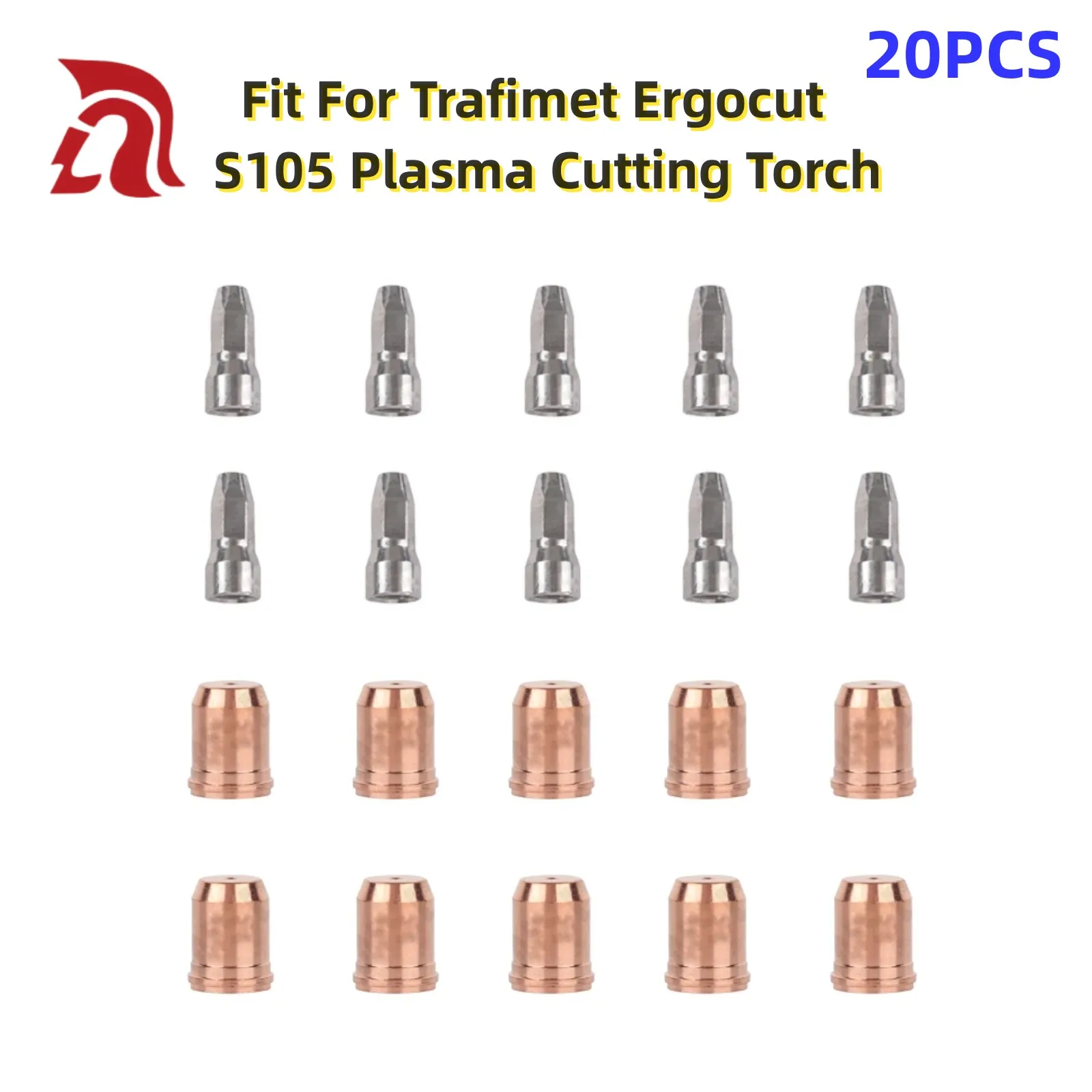 20Pcs Plasma S74 S75 C70 S105 Trafimet Ergocut Electrodes PR0117 Nozzles Tips 1.2mm 1.4mm for Plasma Cutter Torch Consumables