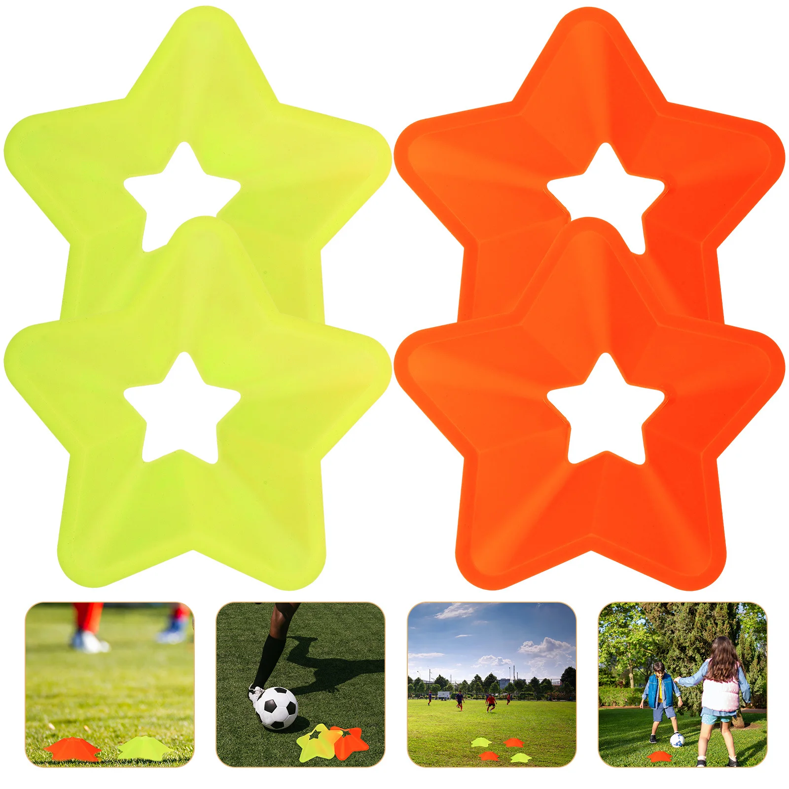 

4pcs Football Training Marker Discs Thickened Wide Base Stable Soft Durable Outdoor Indoor Sports Field Boundary Setup Soccer