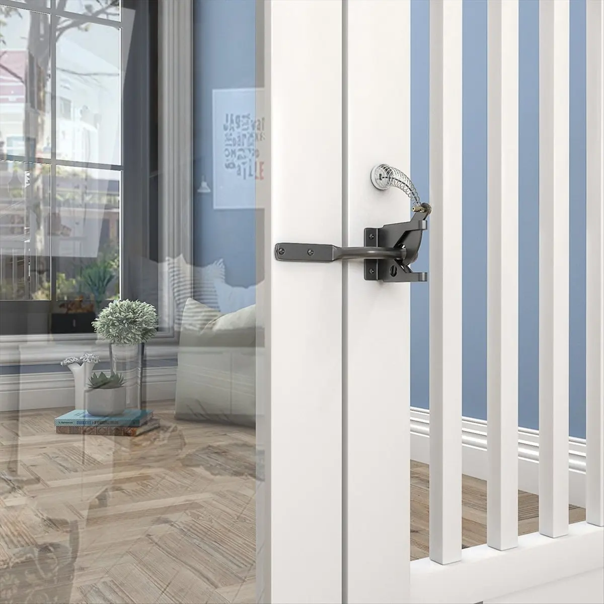 Automatic Self Locking Gate Latch for Wooden Fence Post Mount, Heavy Duty Fence Gate Lock for Secure Pool, Yard, Garden