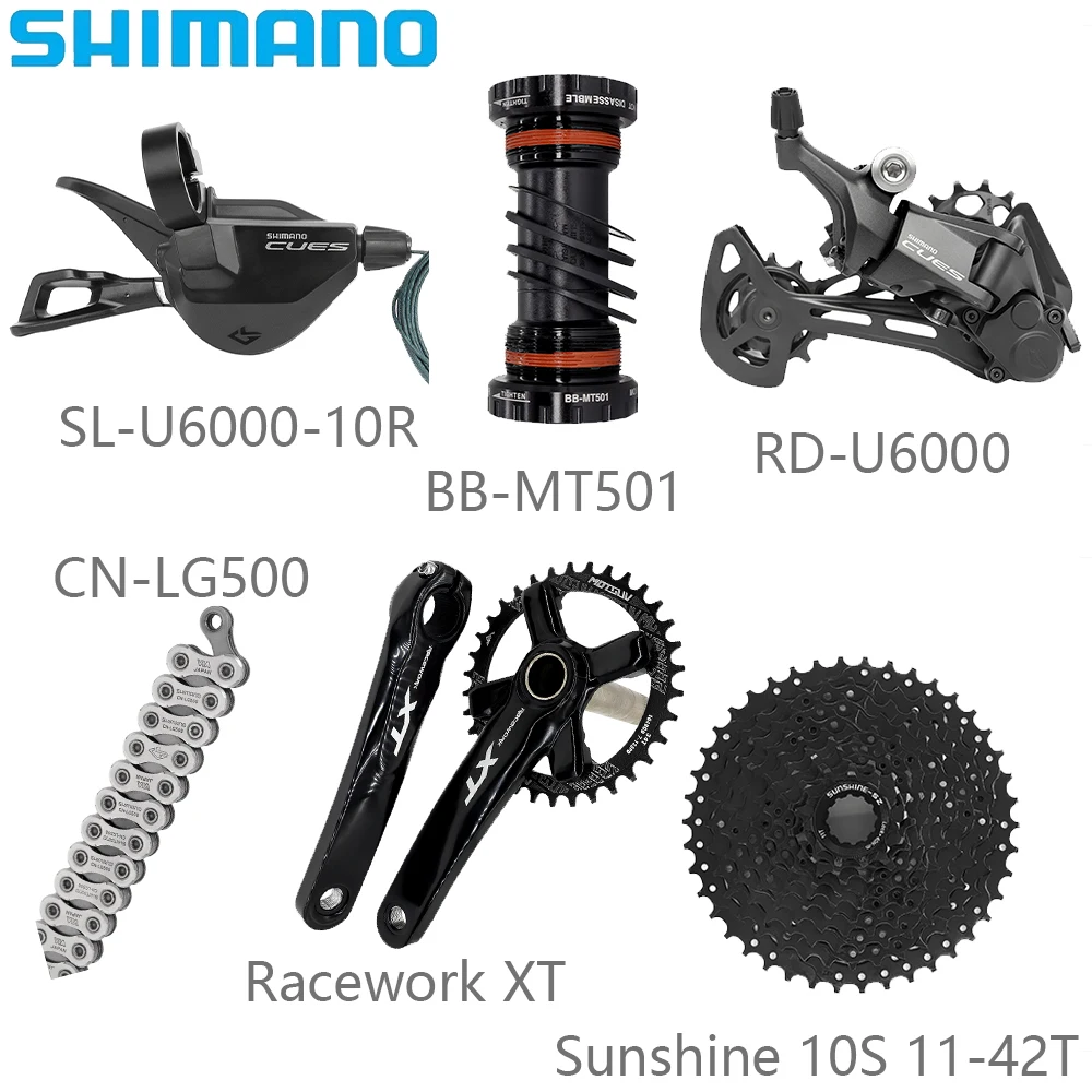 SHIMANO U6000 10 Speed Bicycle Derailleur Kits CN-LG500 Chain Racework XT Crankset Sunshine 11-42/46/50T Cassette Bicycle Parts