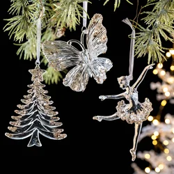 Christmas decorations sequined acrylic transparent pendant snowflake bell pendant Christmas tree pendant