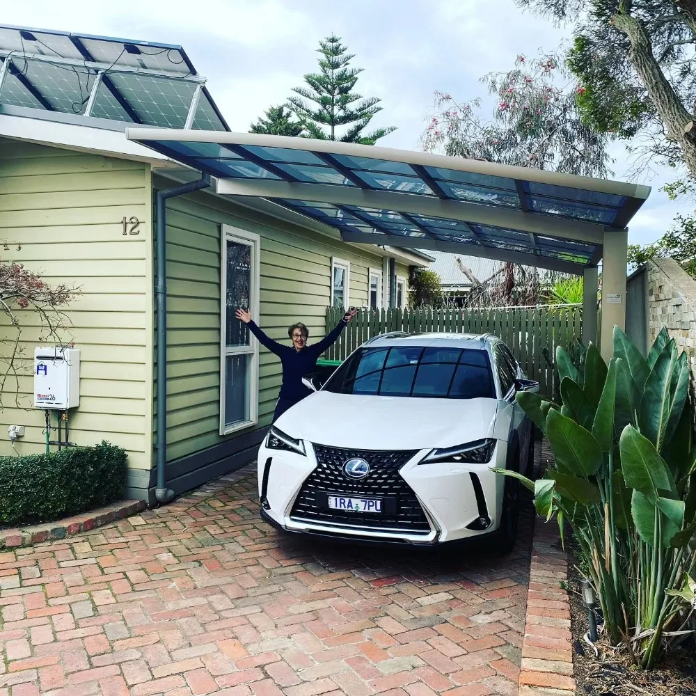 Aluminum Frame Rainproof Car Canopy, Single Side 2 Post Sloped Snow Resistant Carport for Outdoor Parking