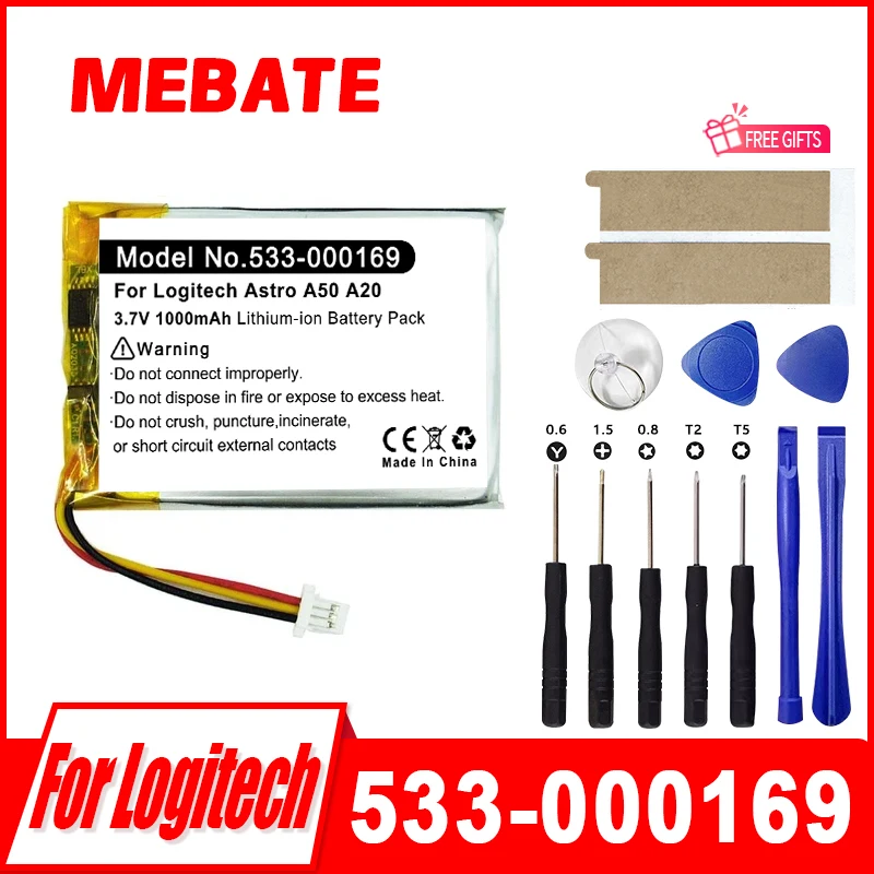 

1000mAh 533-000169 For Astro A50 A20 Wireless Headset Battery