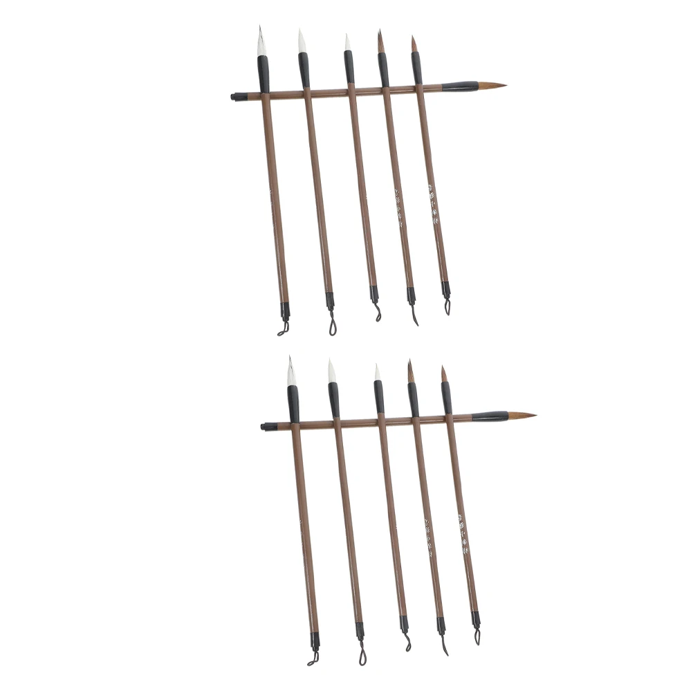 

12 Pcs Calligraphy Practice Pin for Beginners Brush Pens Traditional Chinese Painting Light Brown Brushes Student