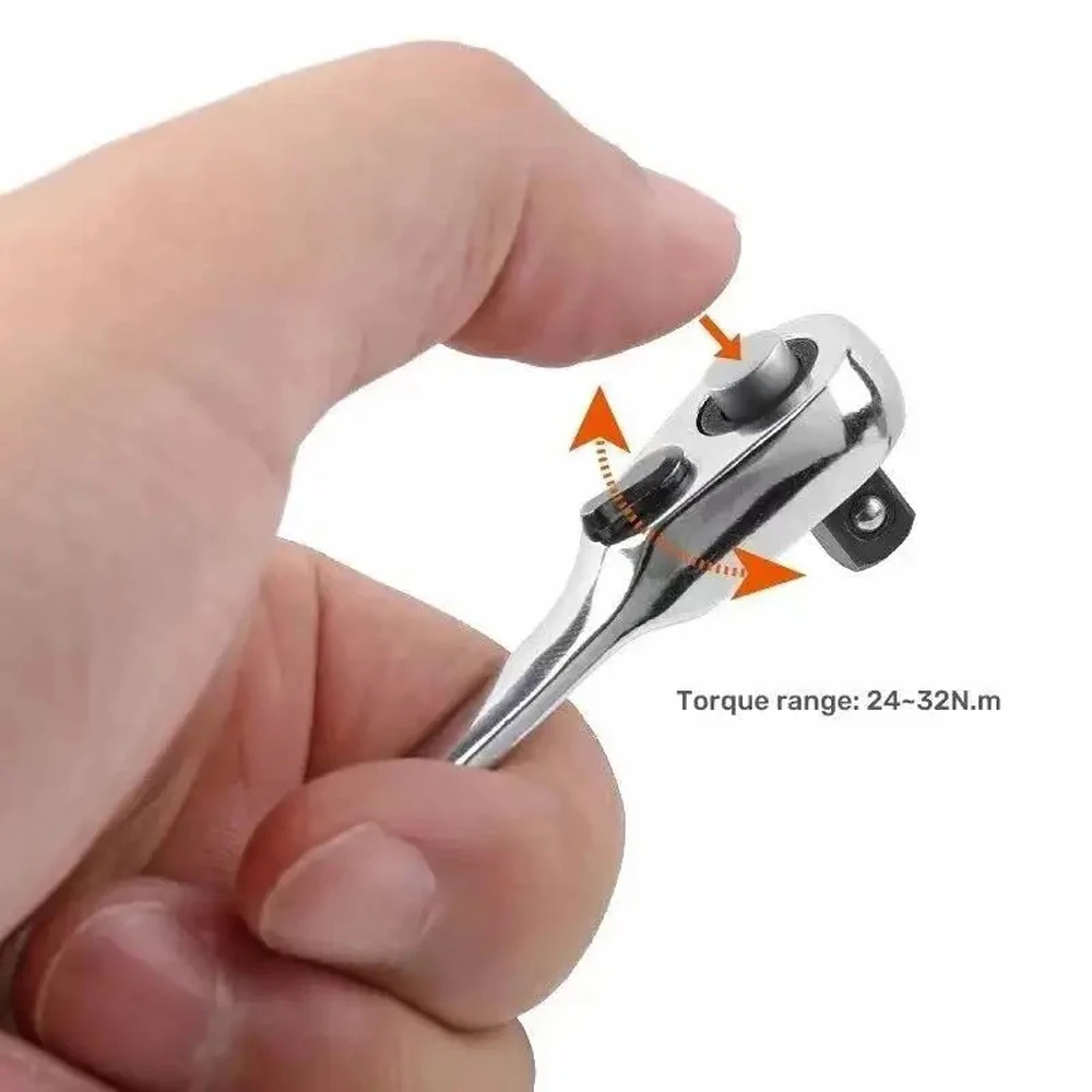 Mini Double Ended Ratchet Wrench 1/4 Inch Quick Release Socket 72-Tooth Hex Hand Repair Tool with Torque Screwdriver Function
