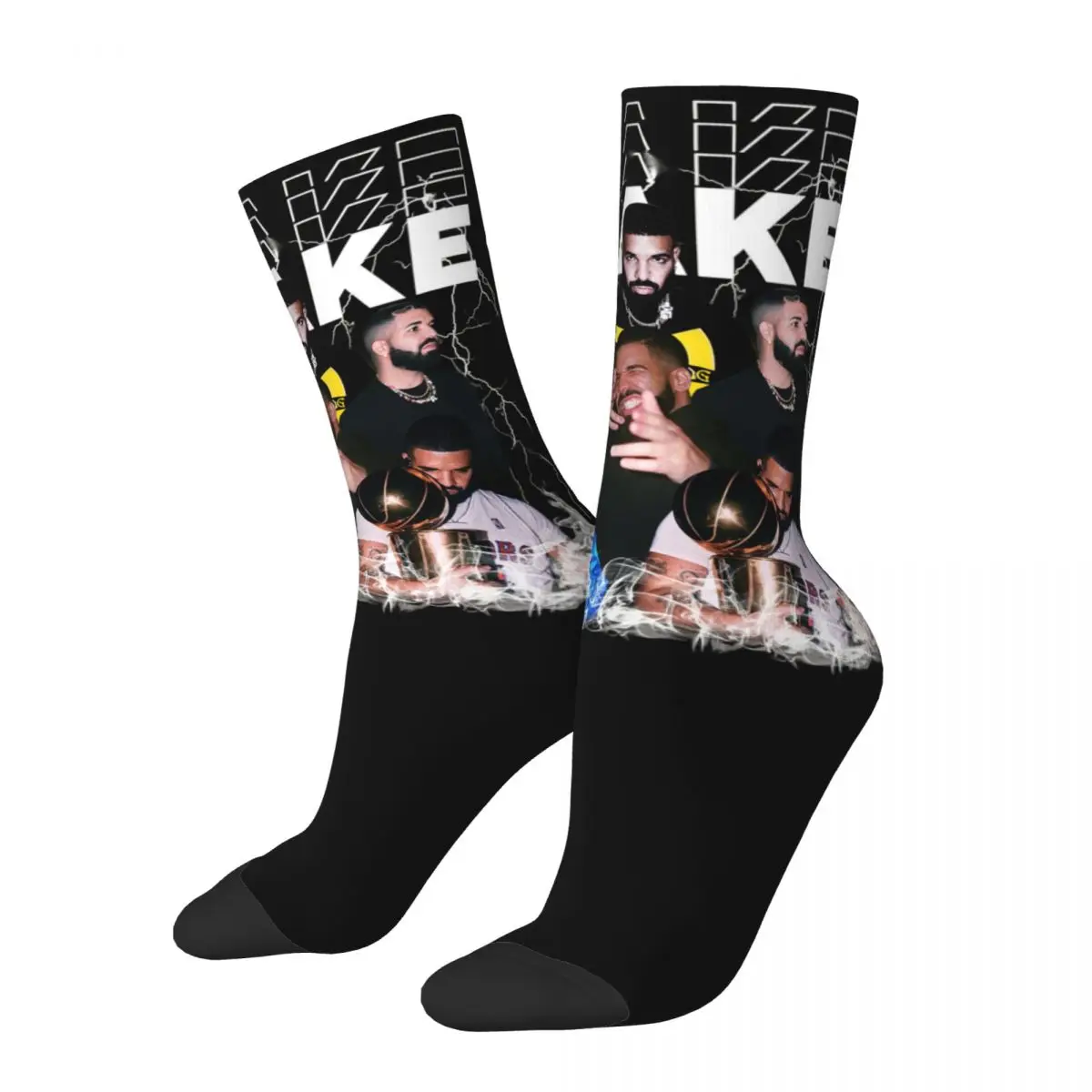 

Crazy Vintage Drizzy Drakes Bootleg Design Cozy Crew Socks Accessories All Season Hip Hop Rapper Warm Crew Socks Sweat Absorbing