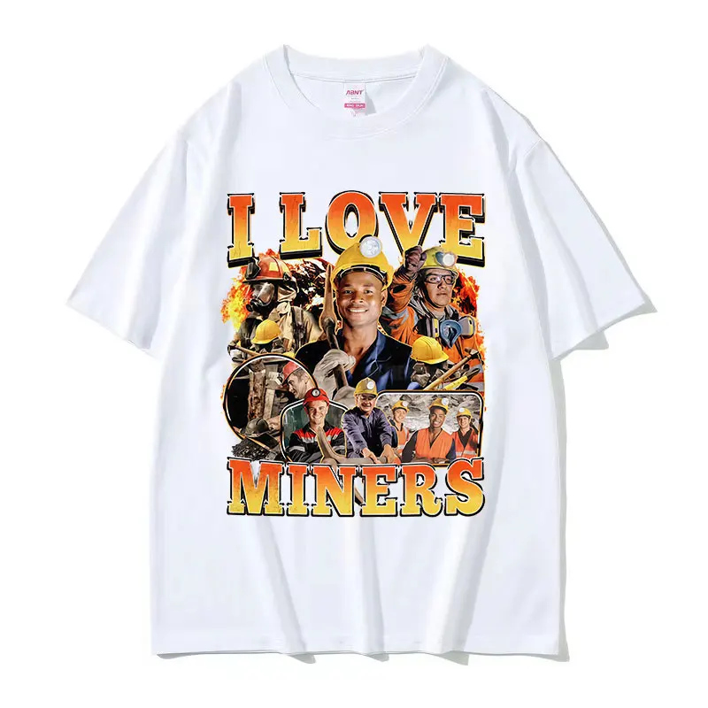90s Vintage I Love Miners Funny Meme T Shirt Men's Summer Fashion Short Sleeve T-shirts Unisex Gothic Clothing Oversized T-shirt