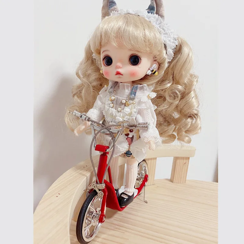 1:10 Simulation Alloy Scooter Model 1/6 1/8 GSC BJD Blyth OB11 Lol Doll House Miniatures Accessories Metal Desktop Ornament Gift