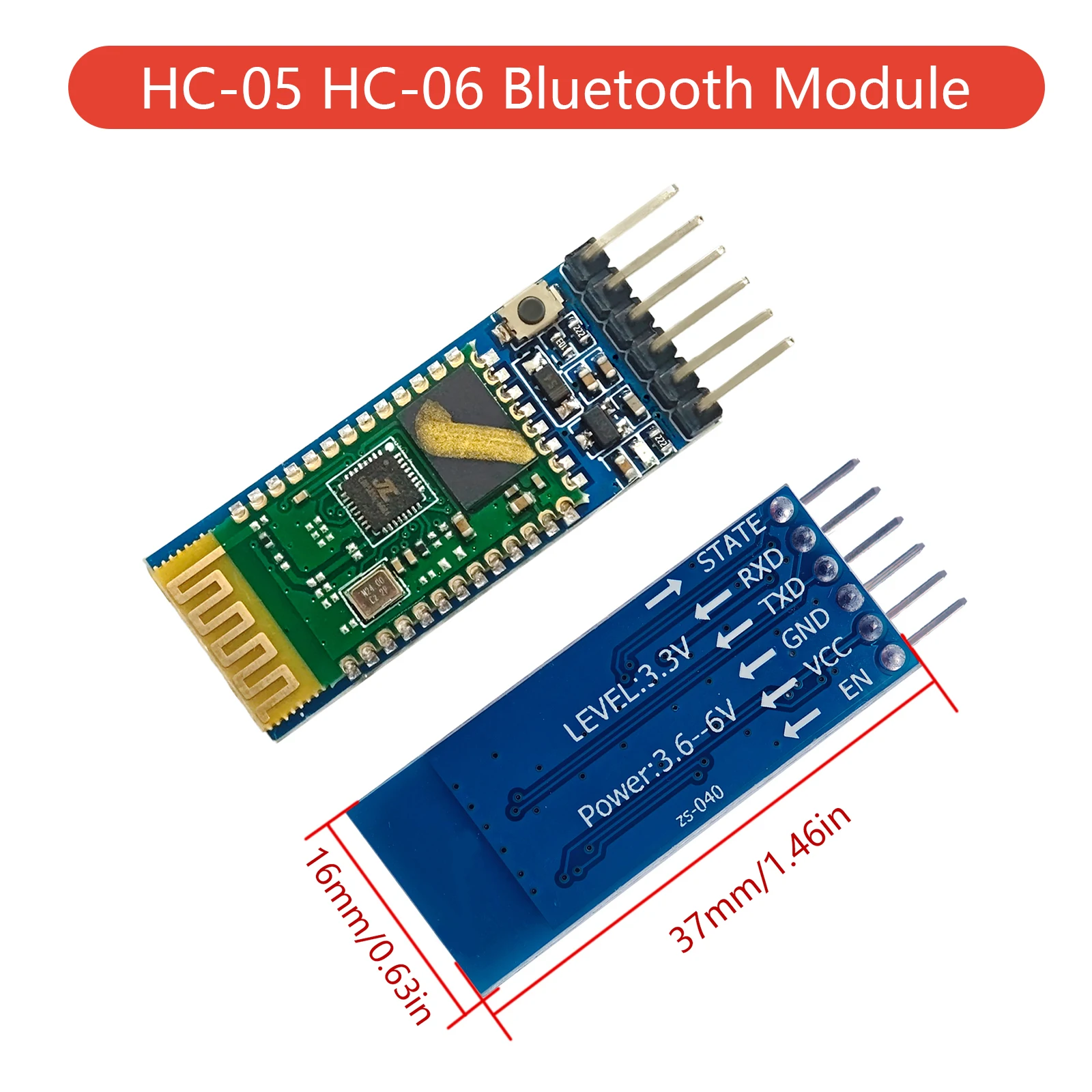 HC-05 HC-06 Wireless Bluetooth Serial Pass-Through Module Master Slave UART TTL 3.3V 5V for Arduino DIY Robot 2400bps