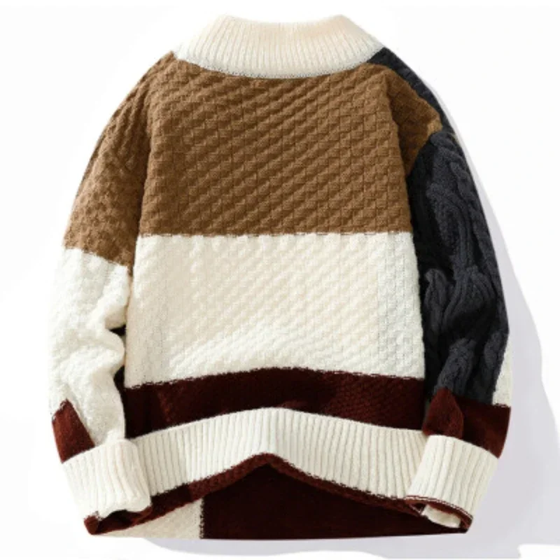 Men's New Round Neck Pullover Sweater for Autumn and Winter, Loose and Comfortable Outdoor Korean Style Trendy Knitted Sweater