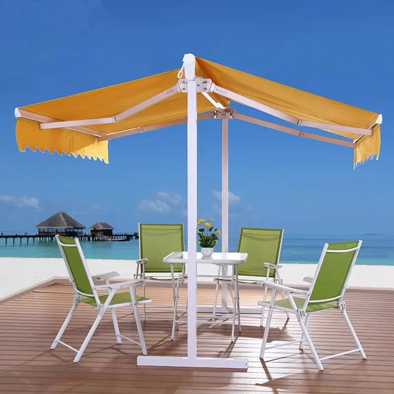 High Quality Manual Double Size Curved Arm Type Fabric Decorative Outdoor Balcony Canvas Retractable Awning