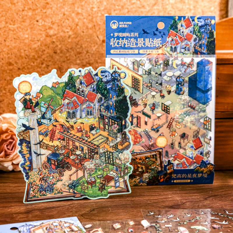 Large size 3D Cartoon Dream painting Landscape Stickers Scene DIY Toy Game Sticker Festival Birthday Gift for Kid Child Girl