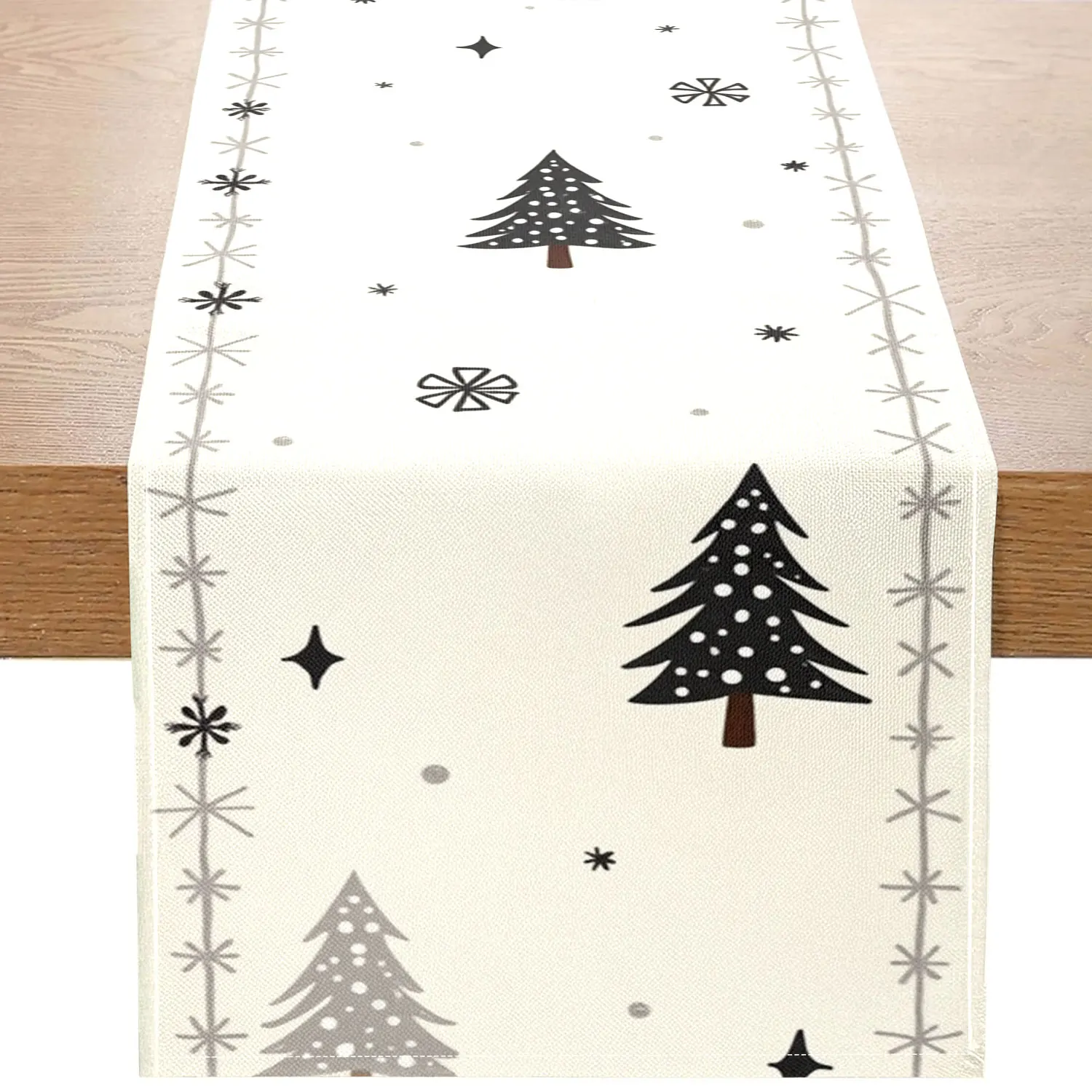 1Pc Christmas Themed Table Runner, Featuring Christmas Tree and Snowflake Patterns, Suitable for Christmas Parties, Holiday Home Decoration
