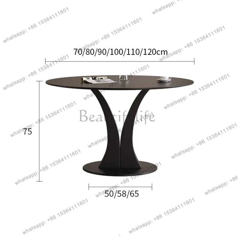 YJ Nordic Rock Plate Dining Tables Black Minimalism Creativity Design Round Table Kitchen Dining Room Furnitur Mesas Redondas FY