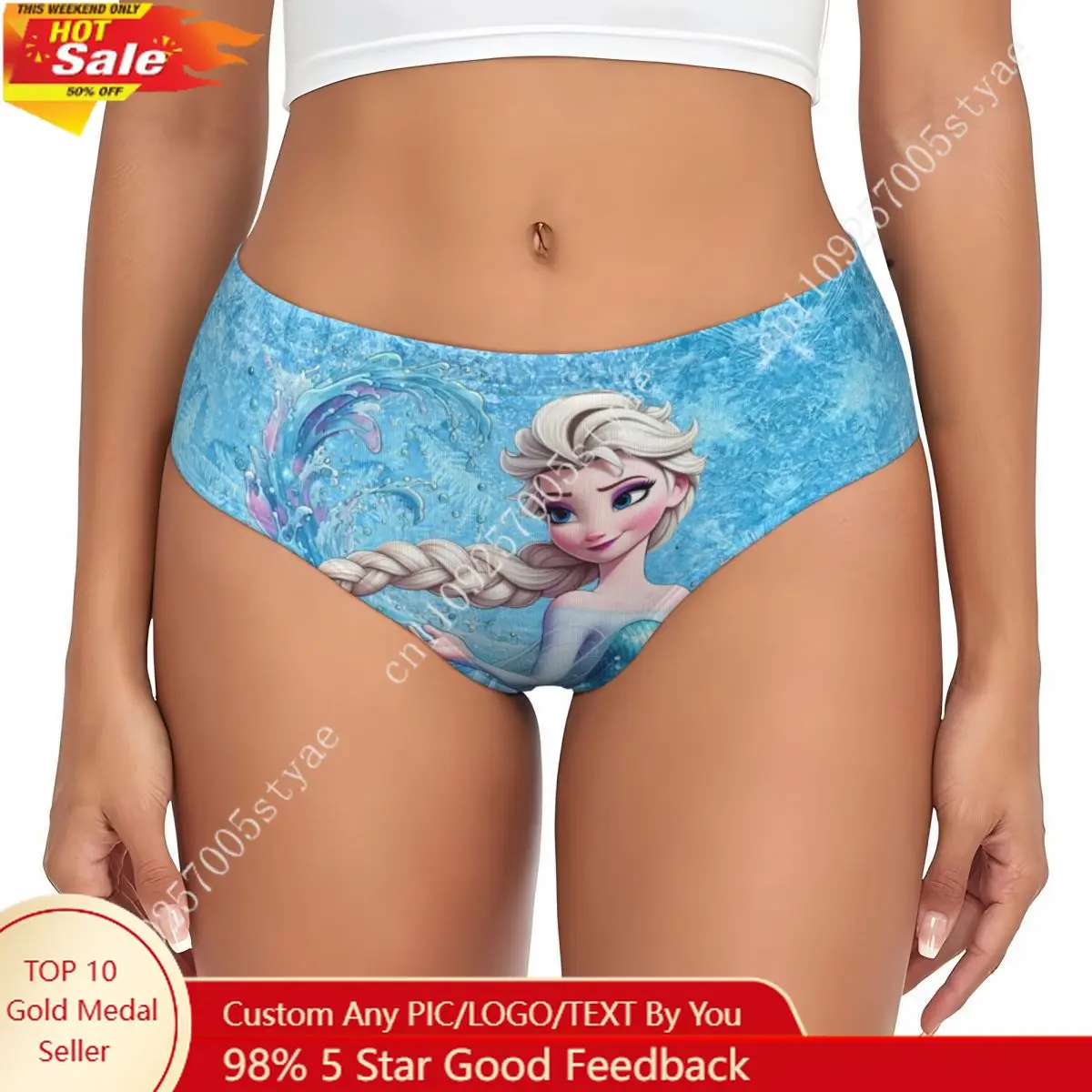

Custom Womens Cartoon Anime Frozen Princess Cute Elsa Brief Panties Female Comfort Underwear Underpants