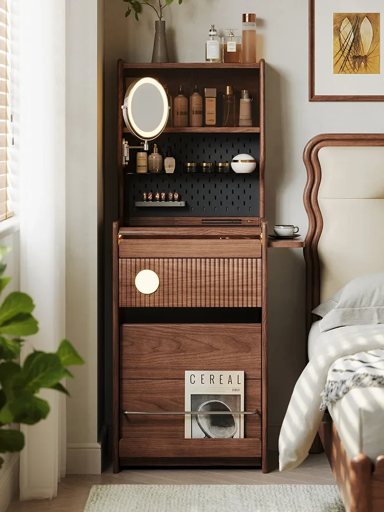 Solid wood dresser small black walnut small apartment bedroom bedside table master bedroom mini makeup table