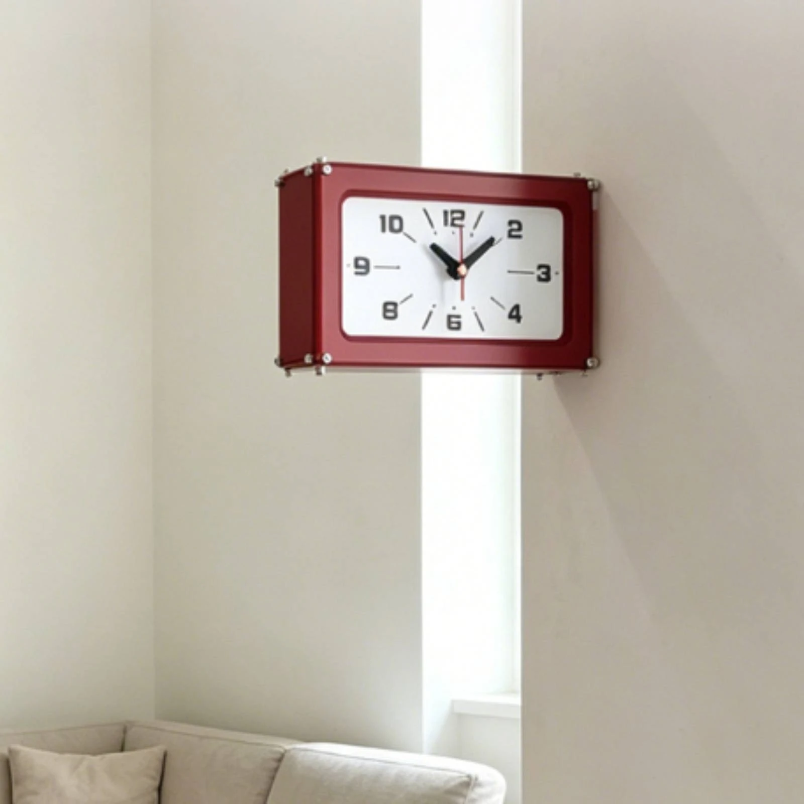 Rectangular Wall Clock with Acrylic Body Modern Double-Sided Wall Clock Elegant Space-Saving for Living Room, Office