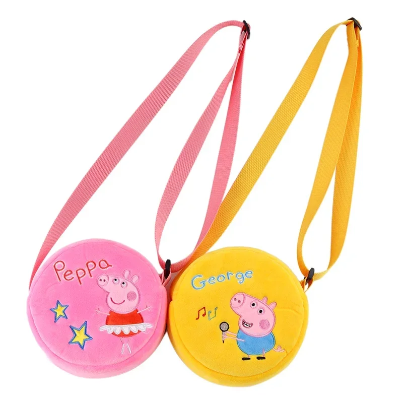 Peppa Pig  Toy Gift Children Plush Backpacks George Peggy Anime Figure Cartoon Round Shoulder Bag Coin Purse Girl Birthday