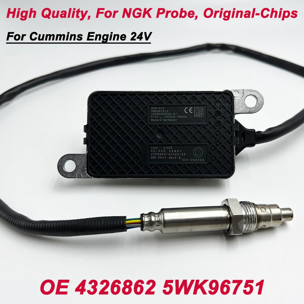 

For Cummins Engine 24V 4326862 5WK96751C High Quality for NGK Probe NOX Nitrogen Oxygen Sensor 4326862RX 2872945 Made In Germany