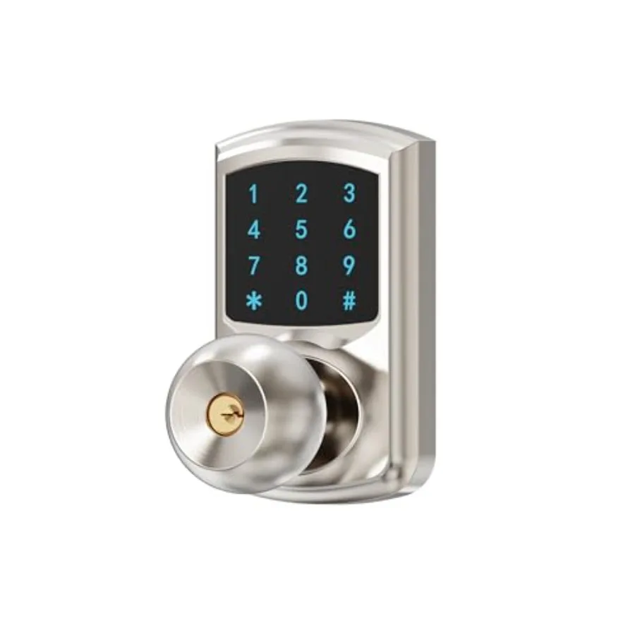 Keyless Entry Door Lock with Code, Keypad Door Lock with Handle, Touchscreen Digital Lock with Keypad for Front Door, Auto-Lock