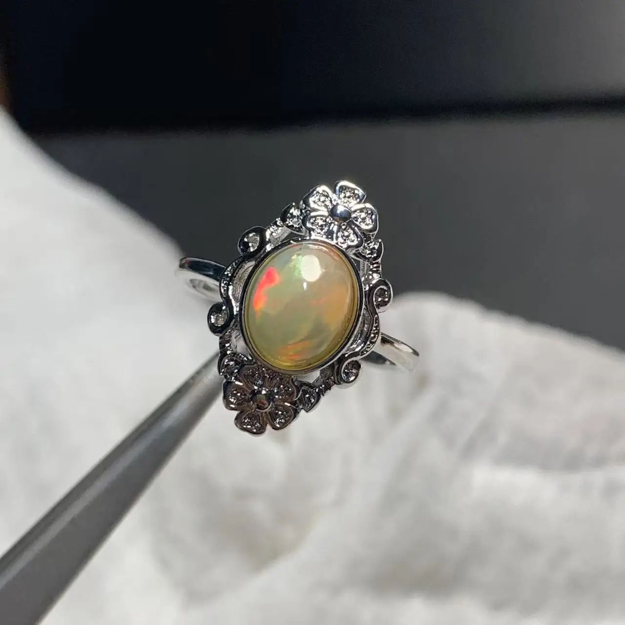 

MM Natural Opal Ring Adjustable Female Ring Jewelry for Women Gift Wholesale High Quality Vintage Fine