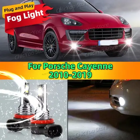 2Pcs 6000K LED Fog Light Lamp Car Front Accessories For Porsche Cayenne 2010 2011 2012 2013 2014 2015 2016 2017 2018 2019 10 best sales cayenne accessories - №6