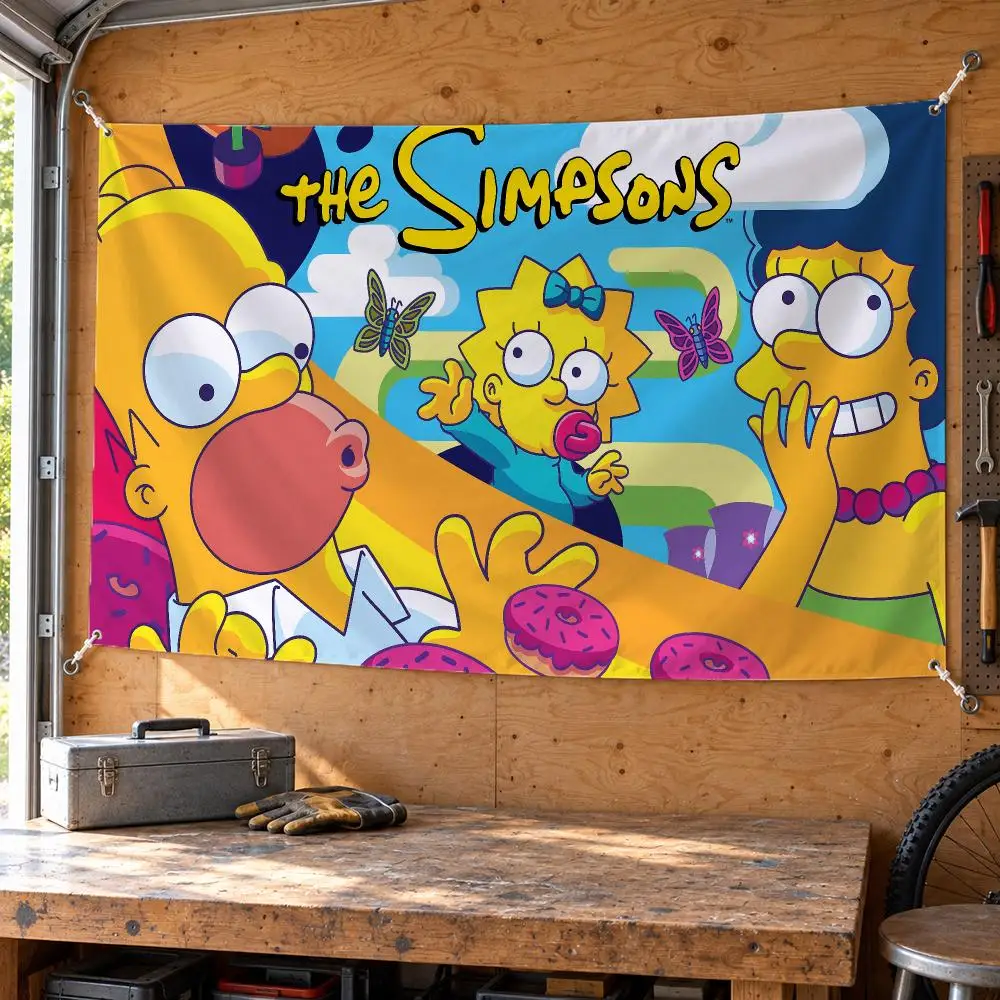 Animation S-The Simpsons			 Flags Wall Hanging Banner Background Art Print for Bedroom Living Room Outdoor Decor