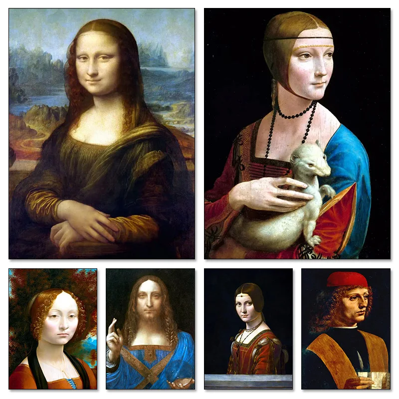 Célèbre œuvre d'art de Léonard de Vinci, Mona Lisa Salvator Mundi, peinture sur toile, affiche murale, images HD pour salon, maison