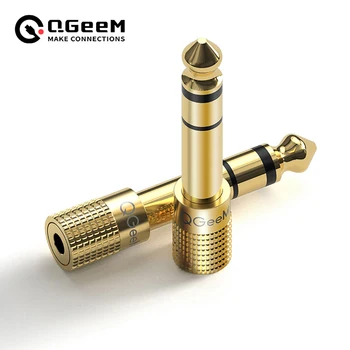 QGeeM 잭 6.5 6.35mm 수 플러그-3.5mm 암 커넥터 헤드폰 앰프 오디오 어댑터 마이크 AUX 6.3 3.5mm 컨버터