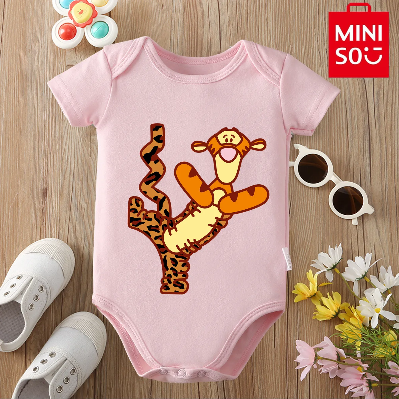 

MINISO Happy Tigger 100% Cotton Bodysuit Soft Baby Cloths Best Gift for Baby Onesie Jumpsuit for 0 To 12 Months Cute Newborn