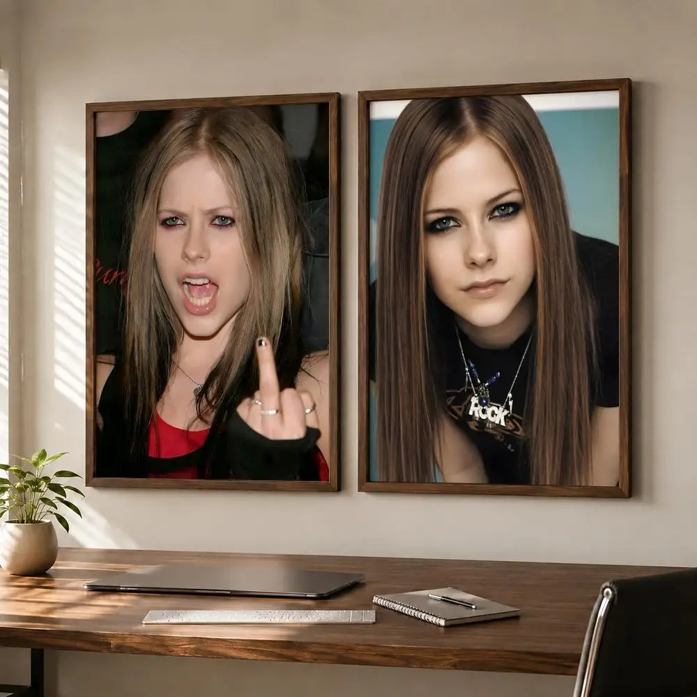 Pop Rock Singer Avril Lavigne Poster Self-adhesive Waterproof Paper Sticker Art Coffee House Bar Room Wall Decor