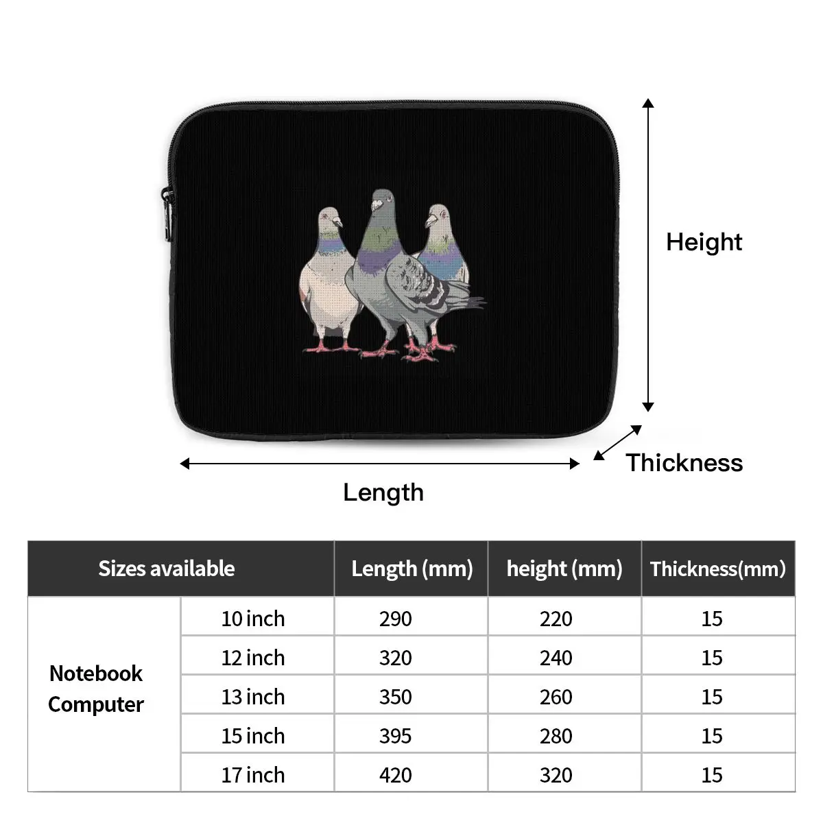 Breeding, PigeonFanciers Notebook Laptop Bag Case Pouch 10 12 13 15 17 Inch Notebook Sleeve Cover Bag Tablet Shockproof Case Bag