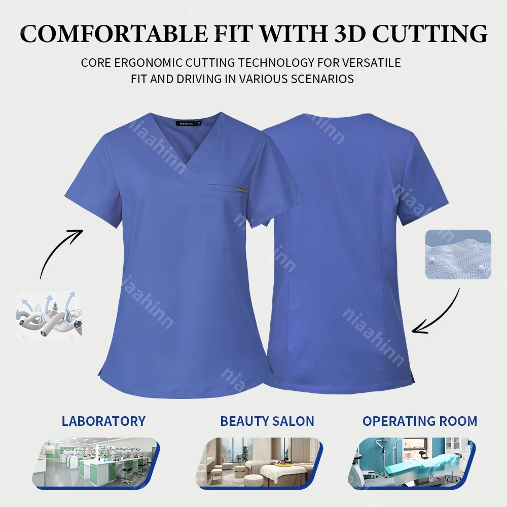 Scrub uniformi mediche Set da laboratorio femminile all'ingrosso clinica odontoiatrica tuta da medico ospedale scollo a v top Jogger Pant vestiti della farmacia