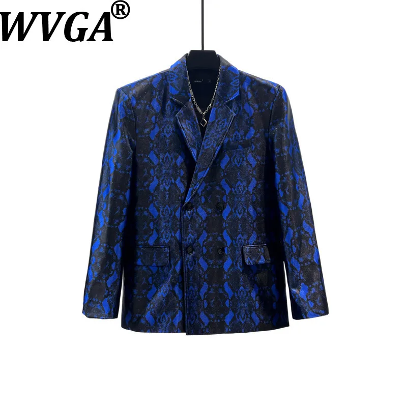 WVGA Spring Autumn New Men High-end Suits Personalized Pattern Niche Double-breasted Blazer Niche Pants Two-piece Set Ins W27054
