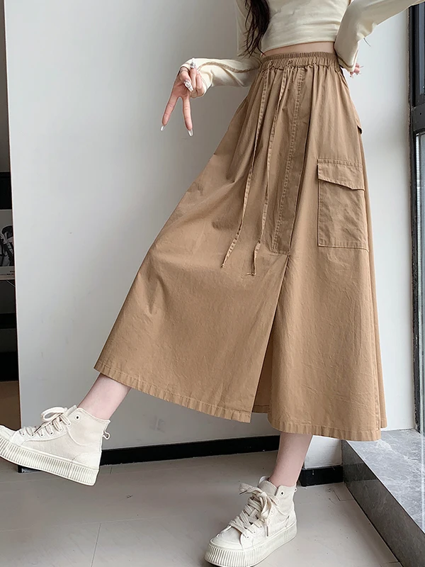 

Американский Sle с высокой талией, рабочая одежда для горячих девушек, юбка-миди, свободная юбка для поездок на работу, юбка трапециевидной формы