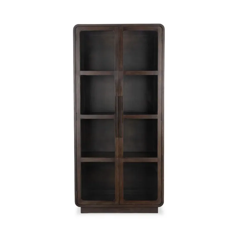Hot-selling glass-faced solid wood bookshelf simple foldable display case suitable for family catering office farmhouse use