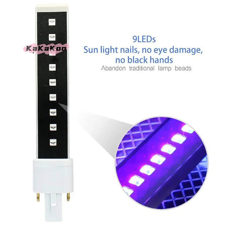 9W 9LEDs Electronic Phototherapy UV LED Lamp Light Bulb for Nail Art Gel Dryer