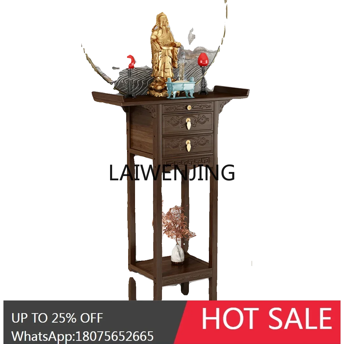 SGF Solid Wood Buddhist Hall Zhongtang Bodhisattva God of Wealth Fragrance Case Household