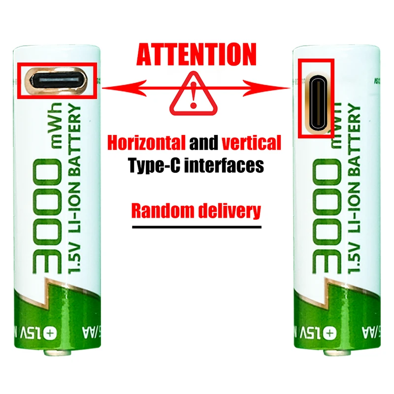 New 1.5V AA battery Rechargeable lithium battery 3000mWh environment protection High quality batteries USBTYPE-C direct charging