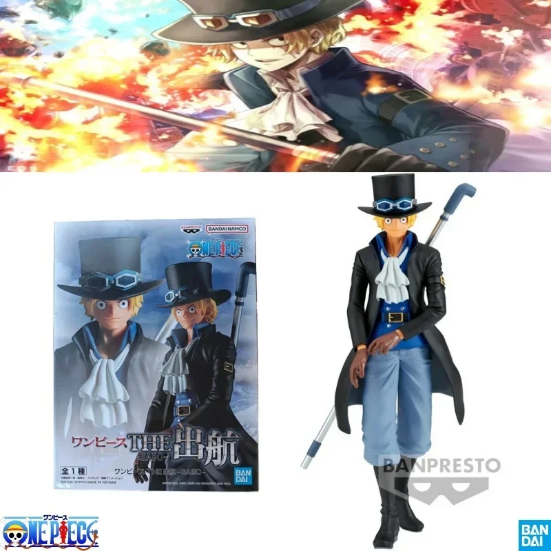 BANDAI Anime One Piece 17cm The Set Sail Sabo Action Figures Pvc Statue Model Dolls Collectible Ornament Children Toy Kids Gifts